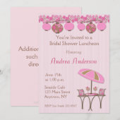 ピンクのランタンランチョンシャワー招待状 招待状 (正面/裏面)