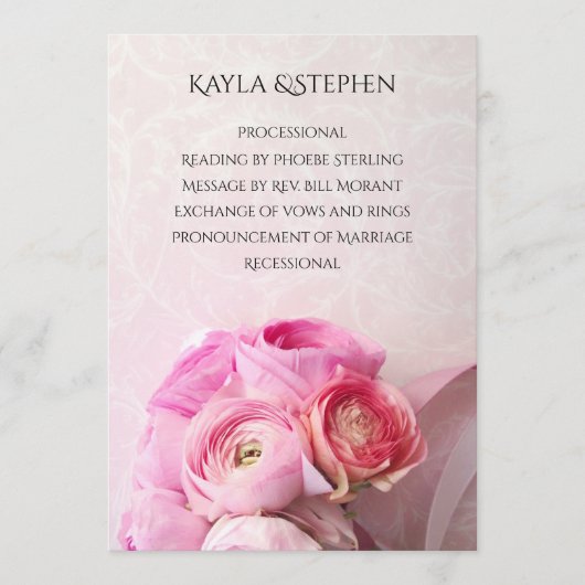 ピンクのランナキュラスの花束 プログラム (正面)