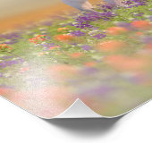 ピンクのランニング花の畑を通して夢の馬の花 フォトプリント            (角)