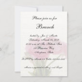 ピンクのランヌカルスの花をスクリプトブライダルシャワー 招待状 (裏面)