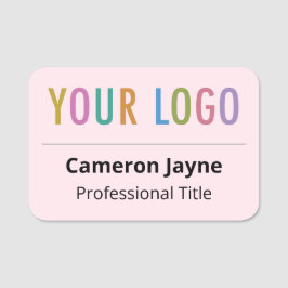 ピンクのラージネームタグ会社のロゴピンまたは磁気 名札