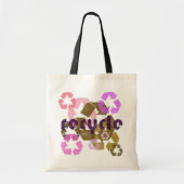 ピンクのリサイクルの記号のヴィンテージのスタイルのトートバック トートバッグ (正面)