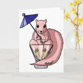 ピンクのリス カード (黄色い花)