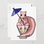 ピンクのリス ポストカード (正面/裏面)