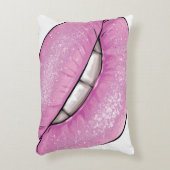 ピンクのリップカラーの歯付き光沢 アクセントクッション (正面(垂直))