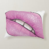 ピンクのリップカラーの歯付き光沢 アクセントクッション (裏面)