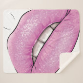 ピンクのリップカラーの歯付き光沢 シェルパブランケット (正面(横))