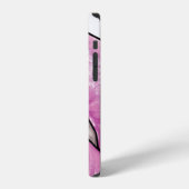 ピンクのリップカラーの歯付き光沢 iPhoneケース (左側面)