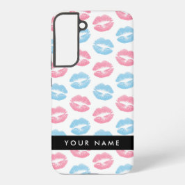 ピンクのリップ、ブルーのリップ、キス、あなたの名前、パーソナライズ SAMSUNG GALAXY S22+ケース