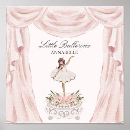 ピンクのリトルバレリーナベイビーシャワーまたは誕生日 ポスター