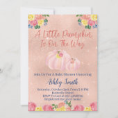 ピンクのリトルパンプキンベイビーシャワー招待状 招待状 (正面)