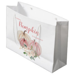 ピンクのリトルパンプキンベビーシャワー ラージペーパーバッグ