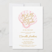 ピンクのリトルビーチベイビー シェル ベイビーシャワー 招待状 (正面)