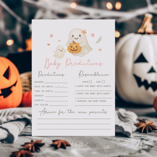 ピンクのリトルブーハロウィンベビー予測ゲーム (Pink Halloween Little Boo Baby Shower Baby Predictions Game)