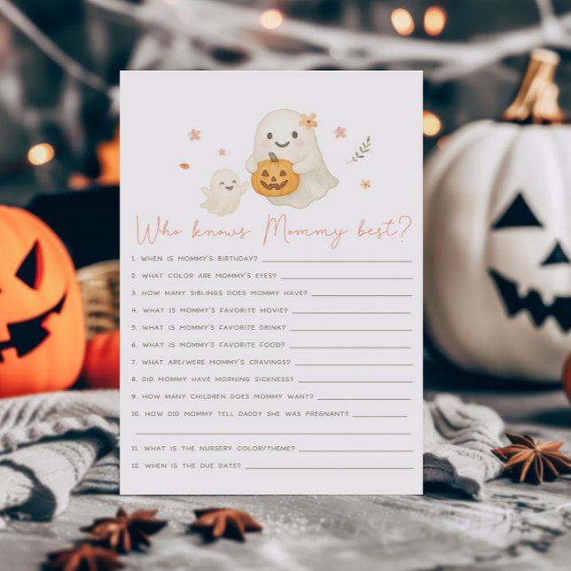 ピンクのリトルブーハロウィン誰がママのことを一番知っている (Pink Halloween Little Boo Baby Shower Who Knows Mommy Best Game)