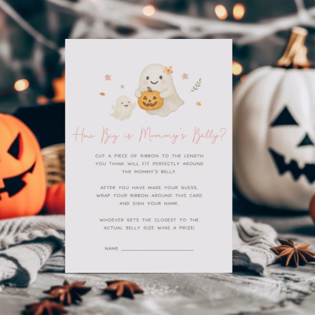 ピンクのリトルブーハロウィン ママのお腹はどのくらい大きいの？ (Pink Halloween Little Boo Baby Shower How Big is Mommy's Belly Game)