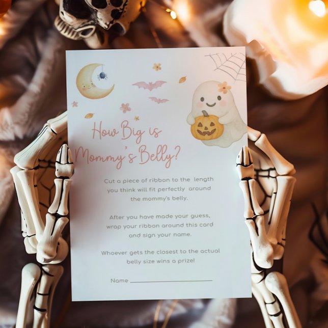 ピンクのリトルブー・ママのお腹はどのくらい大きいの？ゲーム (Girl Halloween Baby Shower How Big Is Mommy's Belly Game)