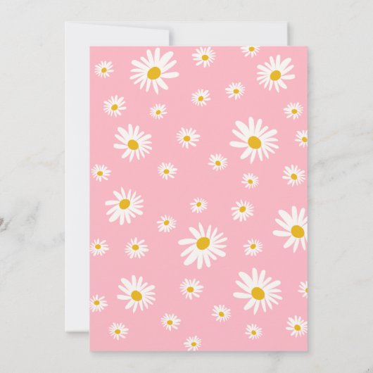 ピンクのリトル恋しく思アンダーフルデイジー写真誕生日 招待状 (裏面)