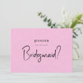 ピンクのリネンの白い脚本は私の花嫁になる 招待状 (スタンド正面)