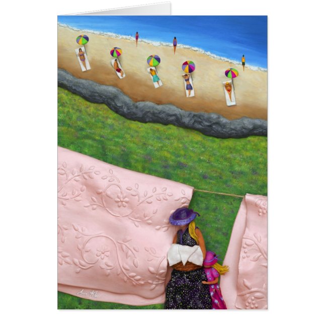 ピンクのリネンカード (正面)