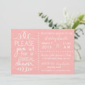 ピンクのリネン ブライダルシャワーの招待状 招待状 (スタンド正面)
