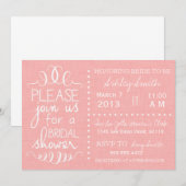 ピンクのリネン ブライダルシャワーの招待状 招待状 (正面/裏面)