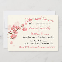ピンクのリハーサルディナー チェリー ブルーム フラワー 招待状