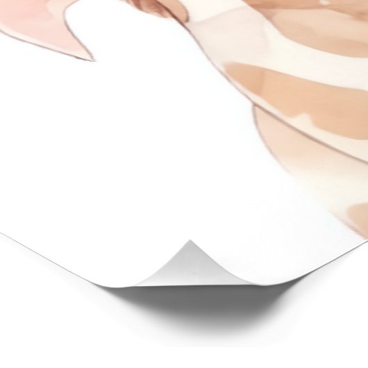 ピンクのリボンがついたかわいいキリン 赤ちゃん女の子の寝室 ポスター (コーナー)