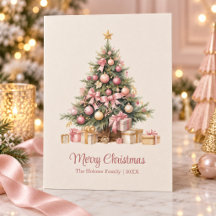 ピンクのリボンがエレガントなクリスマスツリー