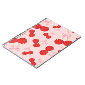 ピンクのリボンが付いた赤いチェリーの乙女チックなコテージ ノートブック (左側)