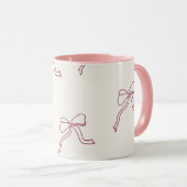 ピンクのリボンが可愛いコーヒーマグ 🎀 マグカップ (正面右)