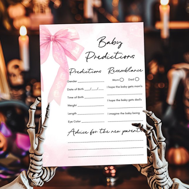 ピンクのリボンが可愛いベビー予測ゲーム (Girl Coquette Halloween Baby Shower Baby Predictions Game)