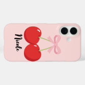 ピンクのリボンが可愛らしい赤いチェリーのコケッタリーコテージスタイル Case-Mate iPhoneケース (裏面 (横))
