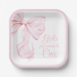 ピンクのリボンが1つの女の子はいたずら好き Paper Plate ペーパープレート