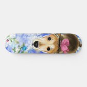 ピンクのリボンで子犬 – かわいい –  スケートボード (横)