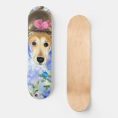 ピンクのリボンで子犬 – かわいい –  スケートボード (正面)