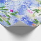 ピンクのリボンで子犬 – メリークリスマス ラッピングペーパー (角)