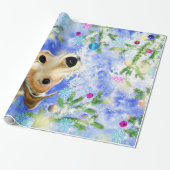 ピンクのリボンで子犬 – メリークリスマス ラッピングペーパー (アンロールド)