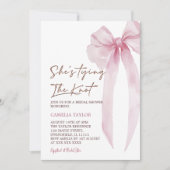 ピンクのリボンで結ぶ ブライダルシャワー 招待状 (正面)