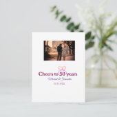 ピンクのリボンで50周年結婚記念日をお祝い ポストカード (スタンド正面)
