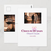 ピンクのリボンで50周年結婚記念日をお祝い ポストカード (正面/裏面)