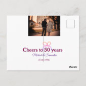 ピンクのリボンで50周年結婚記念日をお祝い ポストカード (裏面)