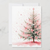 ピンクのリボンとクリスマスツリーのベビーシャワー 招待状 (裏面)