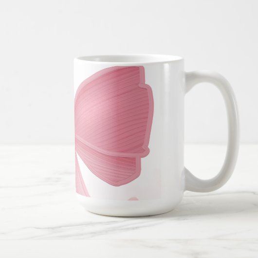 ピンクのリボンとチェリーの可愛いコラージュ – コーヒーマグカップ (右)