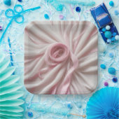 ピンクのリボンとチュールの抽象 ペーパープレート (パーティー)