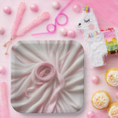 ピンクのリボンとチュールの抽象 ペーパープレート (パーティー)