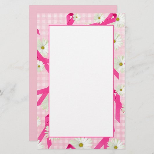 ピンクのリボンとデイジー 便箋 (正面/裏面)