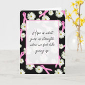 ピンクのリボンと白いデイジー カード (黄色い花)