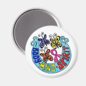 ピンクのリボンと蝶と体心の精神 マグネット (正面/裏面)