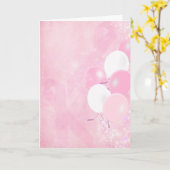 ピンクのリボンと風船 カード (黄色い花)